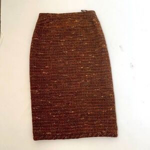 CHANEL brown wool tweed Vintage pencil skirt 34
